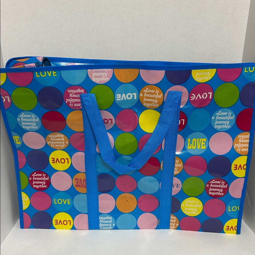 Blue Multi-Color Polka Dot Tote Bag - Casual Women’s Shopper